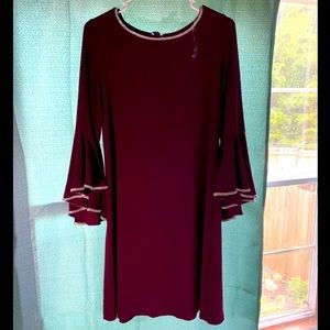MSK maroon studded detail shift dress